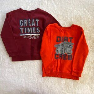Garanimals Boy's Sweatshirt Bundle 2pk size 5 Construction & Fun with Dad Themes